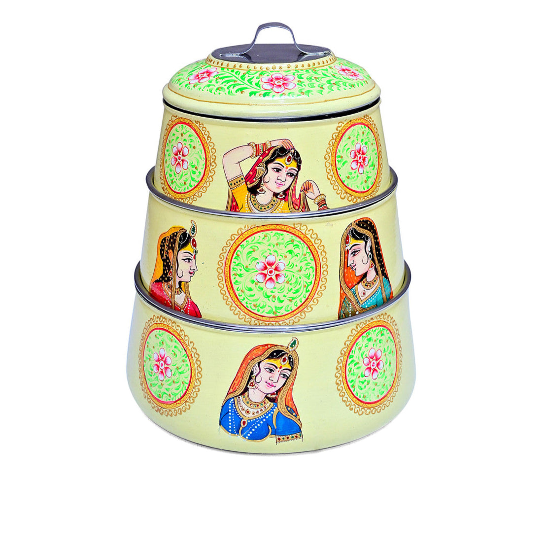 Hand-Painted 3-Tier Stainless Steel Lunch Box – princess Design Eco-Friendly & Artistic Food Carrier